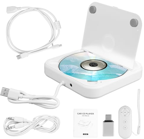 Portable CD Player for Car, Car CD Player with USB/AUX Ports, Plug and Play, Universal for Vehicle/TV/Laptop/Android 4.4 and Above Navigation, Anti-Vibration Design & Compact Design