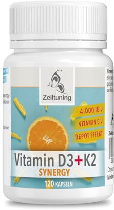 Zelltuning Vitamin D3 K2-120 Kapseln in einer Vitamin C Sonnenblumenlecithin Matrix