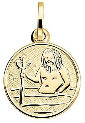 My Gold Damen Kinder Anhänger Sternzeichen Gold 333 (Ohne Kette) Echtes Gelbgold (8 Karat) Ø 12mm Mini Rund Tierkreiszeichen Zodiac round