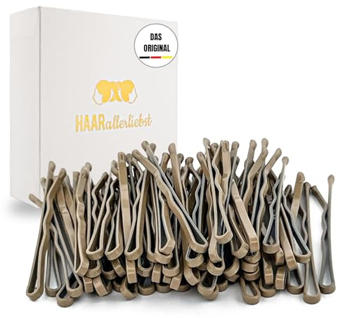 HAARallerliebst 50 Mini Haarnadeln - 3,4 cm klein Bobby Pins - beige für blonde Haare – Haarklemmen Damen & Hair Pins in weisser Box - Perfekte Haarnadel für Styling & Halt
