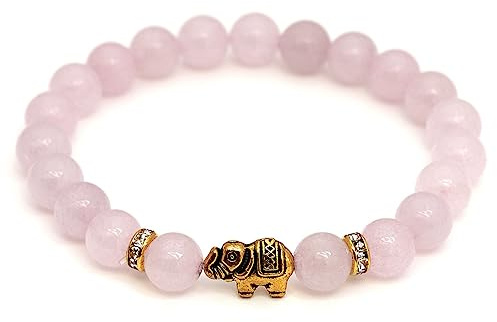BERGERLIN Naturstein Elefant Armband Damen Herren, Edelstein, 8mm