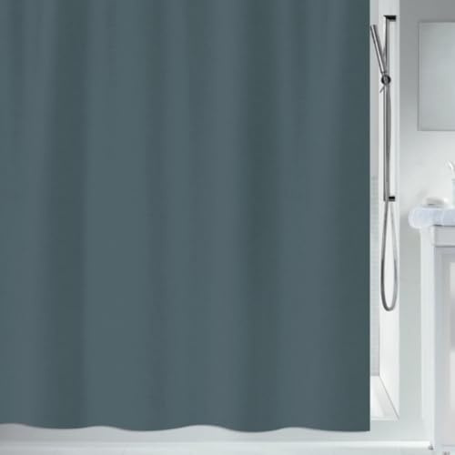 Spirella Schimmel Duschvorhang-Anti-Bakteriell, waschbar, wasserdicht-Polyester, „Primo “ 240x180cm Anthrazit, Grey, 240 x 180 cm
