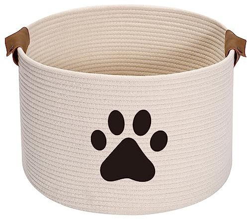 Morezi Hundespielzeug-Aufbewahrungskorb,Haustierspielzeug-Korb,sehr geeignet zum Aufbewahren von Hundekleidung,Kauspielzeug und anderem Heimtierbedarf-Beige