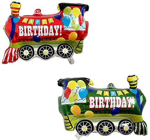 ballonfritz® Happy Birthday Train Balloons, Set of 2, XXL Balloons, 75 x 60 x 25 cm as a Birthday Gift, Party Decoration or Surprise for Children's Birthday Parties