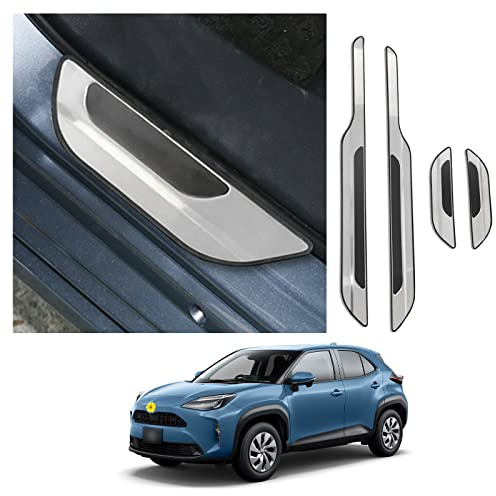 4 Piezas CDEFG Compatible con Toyota Yaris/Yaris Cross/Corolla Cross 2021-2024 2025 Alfombrillas de Puerta Cubierta de Umbral Interior Protección de Umbral de Puerta Protección del Borde de Carga de