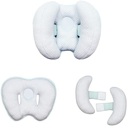 Blublu Park Baby 2 in 1 Reisekissen, Bananenform, verstellbar, Baby und Säuglinge, Nackenkopfstütze, Autositzeinsatz, Kissen für 3 bis 12 Monate, Blau