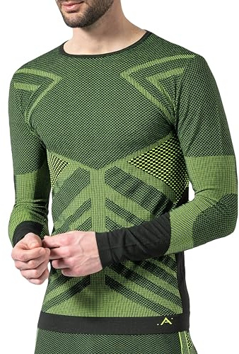 Risalti Camiseta Termica Hombre Manga Larga Energy - Jersey Técnico, Transpirable, Compresivo, Ropa Interior Térmica Sin Costuras y Etiquetas, Esquí, Trekking, Running, Ciclismo - Made in Italy