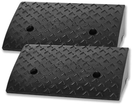 Froadp Lot de 2 rampes de trottoir en caoutchouc pour véhicule - Pour rampe de trottoir - Portable - Pour fauteuil roulant, voiture, poussette, noir