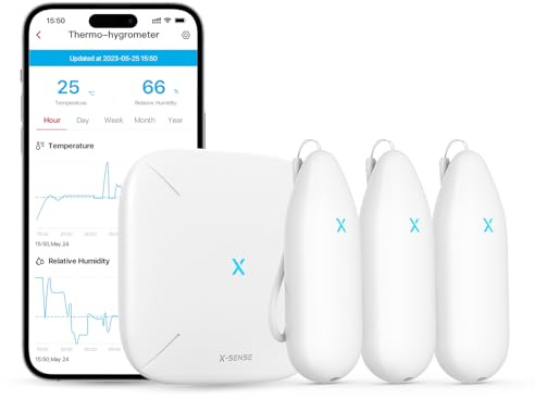 X-Sense Smart WiFi Hygrometer Thermometer, Wireless Temperature Monitor Humidity Sensor with Notification Alert, Free Data Storage Export, Compatible with Alexa, for Greenhouse, Home, Office