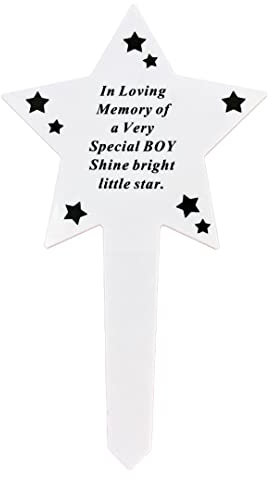 Angraves Shining Star Special Boy Memorial Baby Child Remembrance Verse Grave Ground Stake Plaque