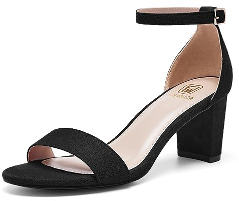 FW FRAN WILLOR Women Open Toe Low Chunky Short Heels Block Heel Sandals