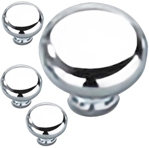 Rhinenet 4 Pieces Drawer Knobs Round Dresser Knobs Drawer Cabinet Hardware Single Hole with Screw Cabinet Pulls Dresser (Silver Color)