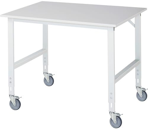 Rau Fahrbarer Arbeitstisch Tom (4 LR), B1250xT1000xH910-1230mm, M-Platte-22mm