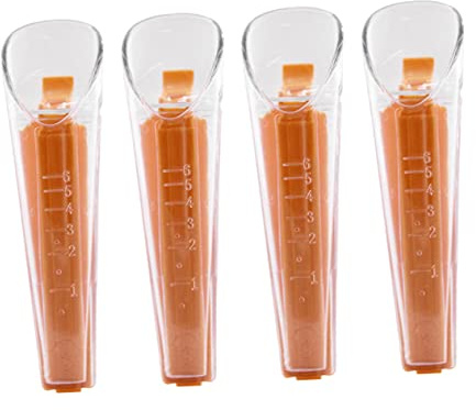 DECHOUS Resin Baking Measuring Cups Fit for Hand Shape with Sealing Clip 4 Sets Yeast Measuring Cups Comfortable Hand Feeling, for Cooking and Baking Tasks
