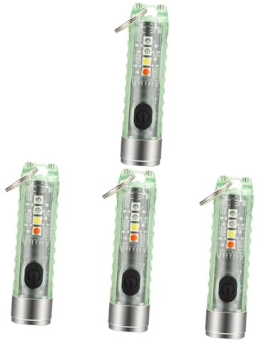 INOOMP 4pièces Mini Torche Led Rechargeable Pour Porte-clés Éclairage Ajustable Résistante à Eau Pratique Pour Camping Et Activités De Plein Air Couleur Verte