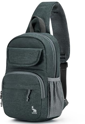 OIWAS Sling Tasche Crossbody Rucksack für Männer, ein Gurt Rucksack Wandern Tagessack Brusttasche für Frauen, Grau | Wasserdicht, Tagessack Brusttasche für Frauen, Leichter, umwandelbar und mit verstellbaren Schulterriemen für Wanderungen