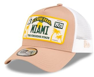 New Era Miami Truckercap Florida Nummernschild Patch verstellbar Kappe Mesh beige - One-Size