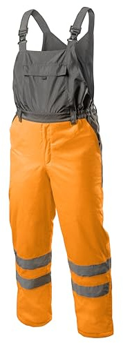 HÖGERT Technik AICH Warnschutz Latzhose Winter Herren – Wasserdicht, Gefüttert, Reflektierend, EN ISO 20471 Klasse 1, 4 Taschen, Orange, Oxford 300D