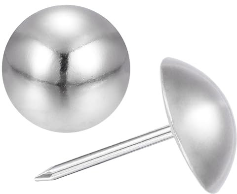 sourcing map Upholstery Tacks Nail Pins Furniture, 100Pcs 14x20mm Thumb Tack Pins Assortment Kit Carbon Steel for Home Sofa DIY Decorative Nail Heads Nails, Silver Tone