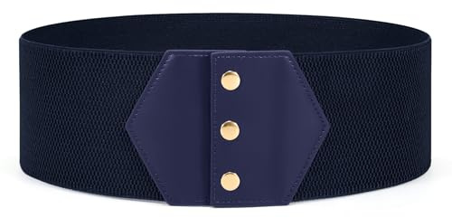 JasGood Damen Korsett Gürtel Breiter Elastischer Band Taiilengürtel Vintage Druckknopf Gürtel Damen Taillen Korsettgürtel für Kleid Halloween Karneval,Marineblau,75cm