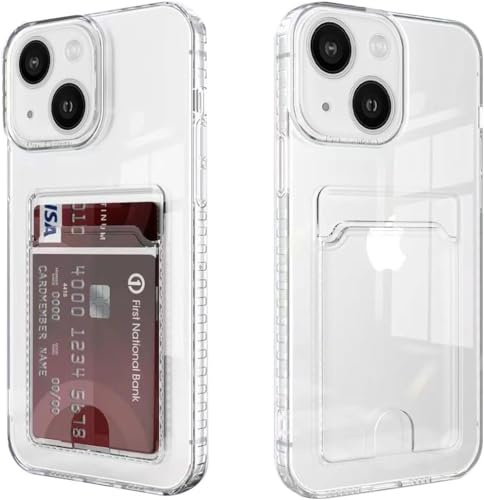 Cesryorsis für iPhone 14 hülle mit kartenfach, Durchsichtig TPU Handyhülle, Ultra Dünn, Soft, Stoßfest Schutzhülle