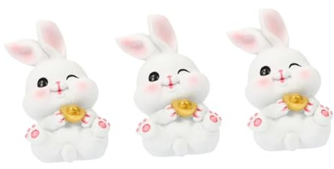 Zerodeko 3St große ohrige Kaninchenverzierung Haushaltswaren Aufkleber Giraffe Hasen Animal Figures Simulation Kaninchen Dekoration Desktop-Kaninchen schmücken Harz