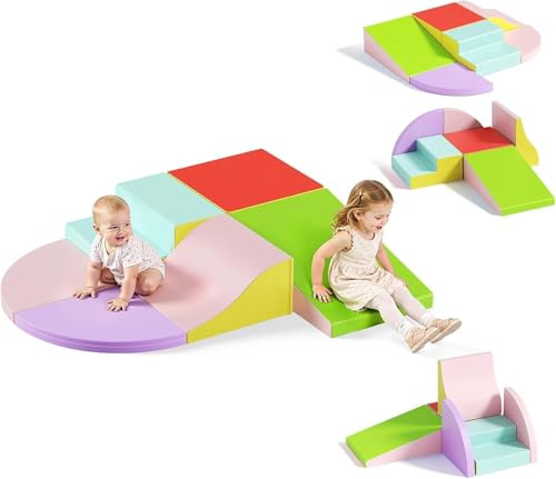 Lischwert Blocchi in Schiuma per Bambini, Blocchi Morbidi, Blocchi Giganti in Schiuma, Percorso di Ostacoli in Schiuma per Bambini, Giocattolo Montessori