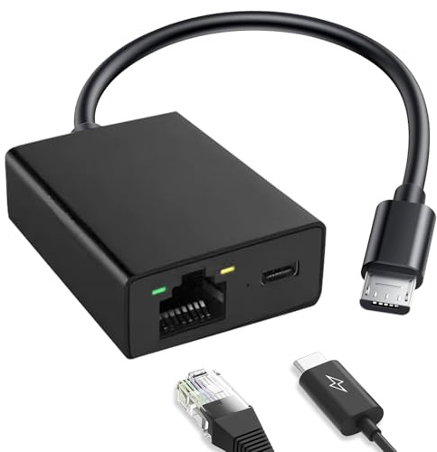 Micro USB auf RJ45 Ethernet Adapter kompatibel mit Fire TV Stick, Streamen Sie schneller mit kabelgebundener Internetverbindung, kompatibel mit Streaming-Geräten