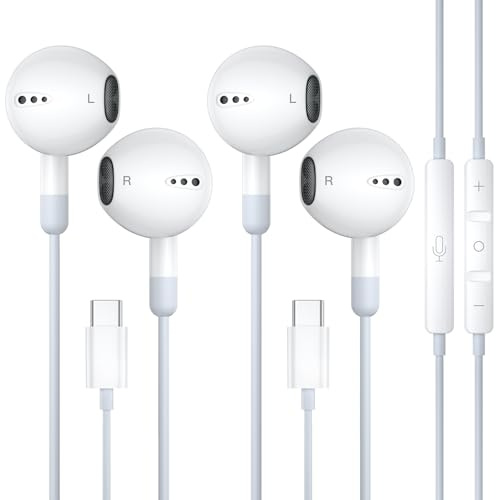 Auriculares para iPhone 17 Air, USB C con micrófono, compatible con iPhone Air 17, 16, 15 Pro Max Plus y iPad 10, tipo C, in-ear con control de volumen