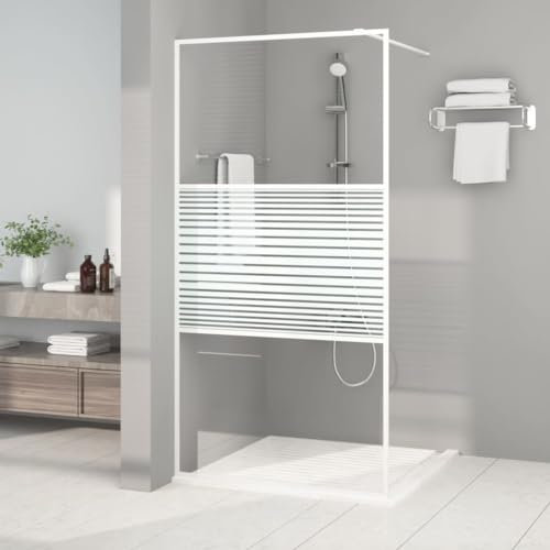 Duschwand für Begehbare Dusche Weiß 100x195 cm ESG-Klarglas, LAPOOH Duschrückwand, Duschabtrennung, Glaswand Dusche, Duschglaswand, Duschtrennwand - 152152