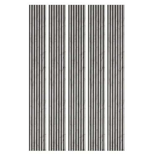 Mur TV - Lot de 5 Panneaux tasseaux Bois 250 x 30 x 1,9 cm - décor marbre Gris/Feutrine Noir - 3,75m²