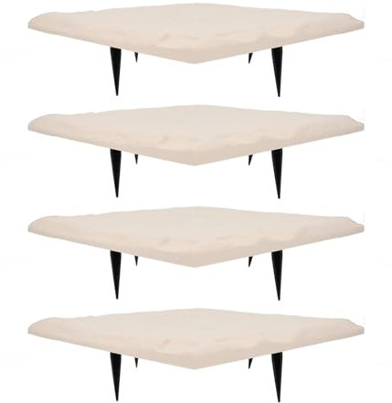 SIXRUN 4 Stück Trittstein Gartenplatte Wetterfester Stepping Stones mit Ground Stakes Naturstein Trittplatte für oder Gehwege (Beige)
