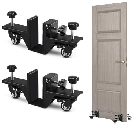 2Pcs Door Lifter Carts, Door Panel Installation Kit, Lifter Dolly for 1 to 2-3/8 Pre-Hung and Front Doors, Heavy Duty Doors Dolly Adjustable Doors Board Dollys with Wheels