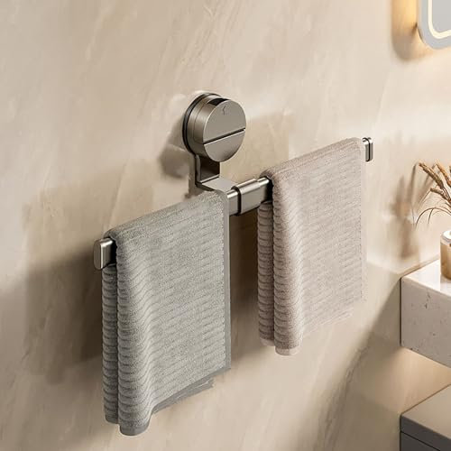 Toallero de pared con ventosa, soporte para toallas de mano, barra de toalla individual de aluminio para baño, cocina, hogar