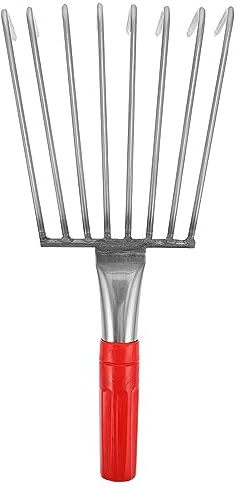 Toyvian Râteau à Griffes à Main 8 Dents 32 Cm Acier Inoxydable pour Creusement Coquillages Plage Jardin Patio Outils Jardinage Ergonomique