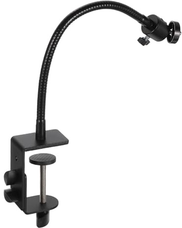 PATIKIL Flexible Gooseneck Arm Clamp, 1/4 Male Thread 11.8 Flexible Gooseneck with Ball Head Stand Tripod Universal C-Clamp for Camera Phones Camcorder Light, Black (Style 4)