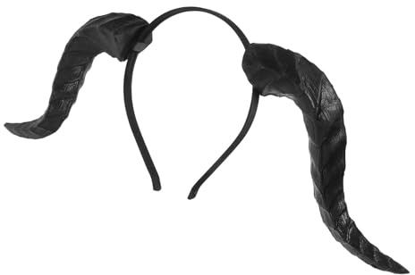 SMASOLO Diadema de extraíble diademas para halloween pelo de cuernos vestido de fiesta Accesorio de Halloween Tocado de cosplay de toro planchar Negro