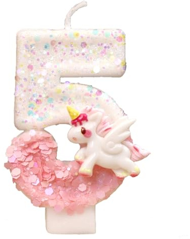 Ovanda Einhorn Geburtstagskerzen Zahlen 5, Zahl 5 Kerzen, Geburtstag Cake Topper Mädchen,Rosa Geburtstagskerzen,Geburtstag Nummer 5 Kerzen,Einhorn Geburtstagstorte Tortendeko,Zahlenkerze 5 Geburtstags