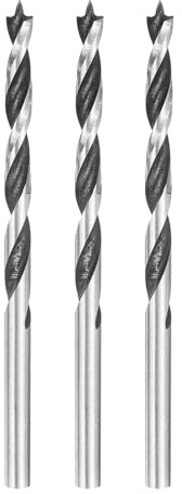 sourcing map Brad Point Bohrer 4 mm Durchmesser, gerader runder Schaft, metrischer Spiralbohrer für Weichholz, Hartholz, Sperrholz, Kunststoff, Gummi, silberfarben, 3 Stück