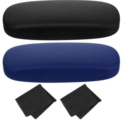 SZZHIYONG 2 Pcs Boite a Lunette, Etui Lunettes Rigide Femme Hommes, Étui Lunettes Rigide Portable, Etui a Lunette Rigides de Vue de Soleil (noir, bleu)