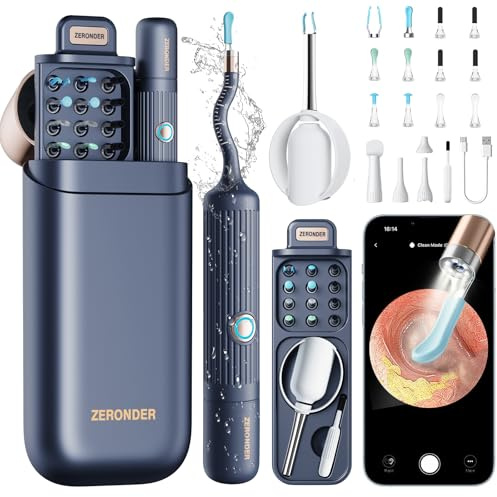 Ear Wax Removal Tool Camera: ZERONDER Ear Cleaner with Flexible Ear Scope - Visual Camera 1080P HD for Adults & Kids - Safe Ear Cleaning Tool for Home Use Valentine's Day Gifts