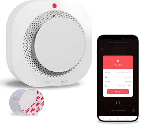 CNBINGO WiFi Smoke Alarms for Home, APP Function, Real-time Monitoring, Magnetic Mount or Screw Mount, Smart Optical Fire Alarms with 10 Years Life, LED Indicator, 85dB Alarm, Conforms EN14604
