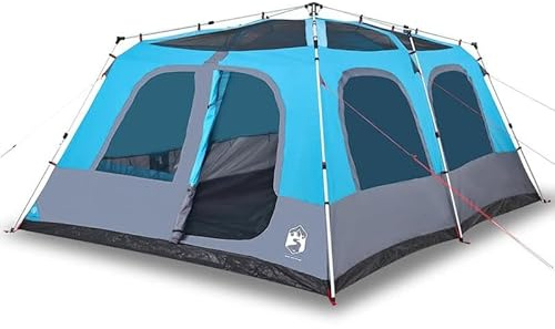 Tenda a cupola per 10 persone – Tenda a sgancio rapido blu con poliestere 190T e rivestimento in PU – ideale per campeggio e avventure all'aria aperta