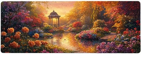 Large Mouse Mat, 30x60cmx3mm, Gaming Mouse Pad, Rubber Base, Stitched Edges, Water Resistant Easy Clean, For All Types, Extend Desktop Protection, Office Men's Gifts, Flower Scenery D1YY-481