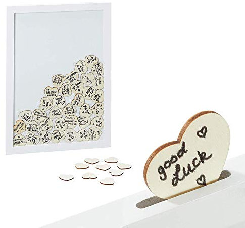 Brandsseller libro degli ospiti per matrimonio, compleanno, ricordi con 72 cuori in legno da scrivere