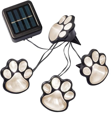 Hellum patas solares, patas LED de exterior con 4 LEDs blanco cálido, 240 cm de longitud de luz, para gatos, para perros de jardín, 523690