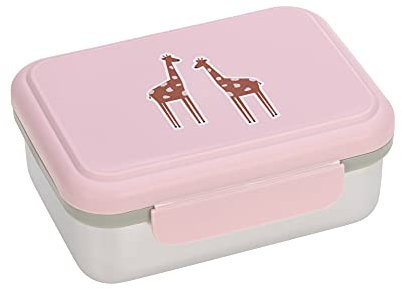 LÄSSIG Kinder Brotdose Edelstahl Lunchbox Frühstücksbox Nachhaltig Kindergarten Schule/Safari Giraffe