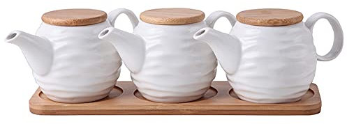 Sauce Soja Bouteilles de Stockage D'épices Huilier Céramique Distributeur d'olive Pots à épices en Céramique Boîtes en Céramique Spice Container Blanc Perle