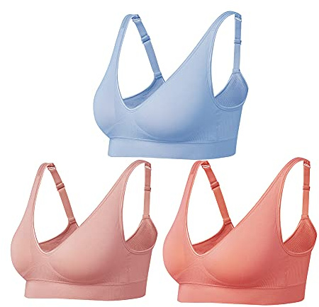 Comfyin Sujetadores sin Aros para Mujeres Sostenes sin Costuras sin Aros con Rellenos Extraíbles, Paquete de 3