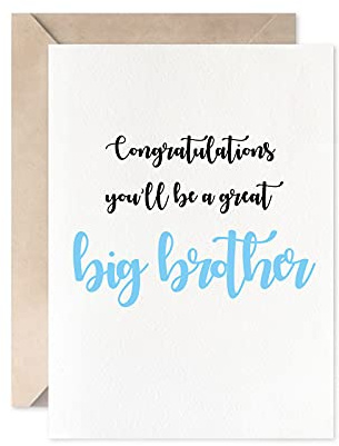 MAGJUCHE Blue Big Brother Congratulations Card, New Baby Greeting Card, You Are a Big Brother Announcement Card
